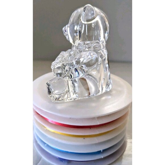 VTG Cristal D’Arques Teddy Mini Figurine Holding Flowers 24% Lead Sticker France - Picture 16 of 16